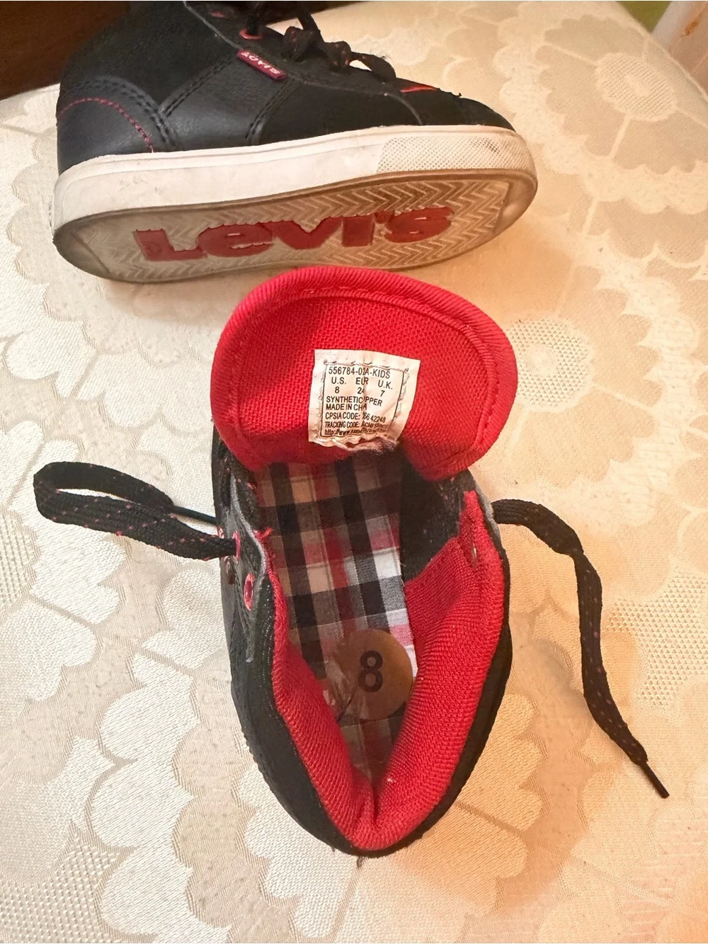 Levi's Black and Red Toddler Size 8 High-Top Sneakers